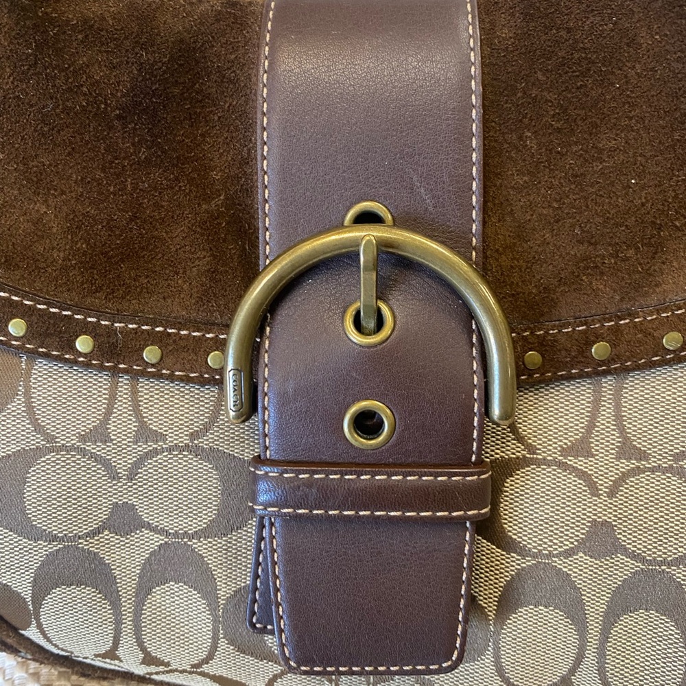 Never Used Vintage Coach Shoulder Bag. Suede Mix Soho. - Picture 2 of 9